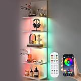 XIIW Wandregal Weiß mit RGB+IC-Beleuchtung, Bücherregal Hängend mit...