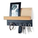 Schlüsselbrett Holz mit Ablage, Schlüsselhalter Schlüsselregal mit...