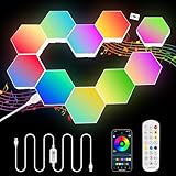 URAQT LED Sechseck Gaming Wandleuchte, 10 Stück Hexagon LED Panel RGB...