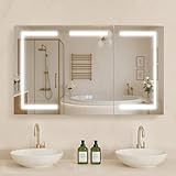 VEVOR Spiegelschrank Bad mit LED Beleuchtung(100 x 60 cm), LED...