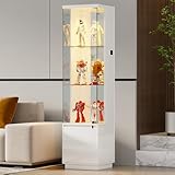 Gurexl Vitrine mit LED-Beleuchtung und Cabinet,Glasvitrine mit...