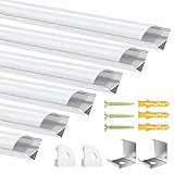 LED Profil 6 x 1m, 6-Pack LED Aluminium Profil V-Form mit Weiß...