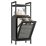 HITNET ‌Badschrank mit Wäschekorb, Wäscheschrank, Bambus...