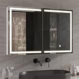 DICTAC Spiegelschrank Bad mit LED Beleuchtung und Steckdose 90x60x13.5...