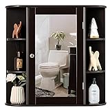 COSTWAY Spiegelschrank Badezimmer, Badezimmerspiegel mit Ablagen,...
