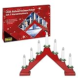 Idena 31604 - LED Adventsleuchter aus rot lackiertem Holz mit 7...