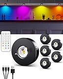 EZVALO USB-C RGB LED Spots 6 Stück mit Fernbedienung, 1200 mAh...