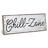 ARTFAVES® Holzschild mit Spruch - Chill-Zone | Shabby Chic Vintage...