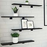 Qnhdfrt Bücherregal 4er Set Schwarz 60x10x1.5 cm Holzwerkstoff...