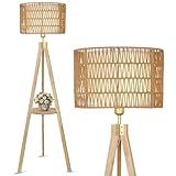 Rayofly Stehlampe Wohnzimmer, Holz Stehlampe mit Regal, Vintage...