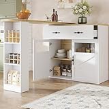 Ligterra Ausziehbarer Bartisch mit Stauraum, 360° Drehbare Essbar,...