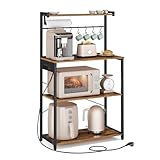 VASAGLE Küchenregal mit Steckdosen, Standregal, Kaffeebar mit 4...