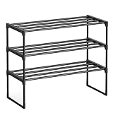 SONGMICS Schuhregal 3 Ebenen, Schuhständer Metall, Schuhaufbewahrung,...