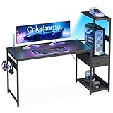 Coleshome Gaming Tisch mit LED-Beleuchtung,138×48cm Gaming...