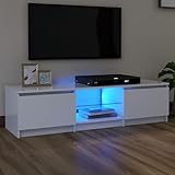 Iiaky TV-Schrank mit LED-Leuchten Weiß 140x40x35,5 cm Wohnwand...
