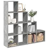 WRJENFSC Raumteiler Bücherregal 4 Stufen Betongrau 131.5x29x131.5 cm...