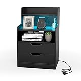 KOMFOTTEU Nachttisch mit 16-Farbiger LED-Beleuchtung, Beistelltisch...