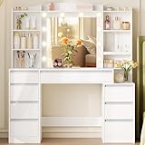 Hzuaneri Schminktisch mit 8 Schubladen, Großer Spiegel mit...