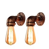 FIRVRE 2er Pack Industrielle Wandleuchte Rohr Arm Licht Retro...