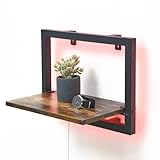 HUSFITLY Wandregal Beleuchtet, Schweberegal mit LED Lichtern,...