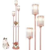 Rayofly Moderne Stehlampe mit Regalen, 3-Lichter Roségold Stehlampen...