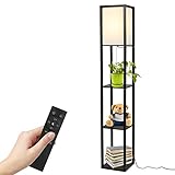 Stehlampe Wohnzimmer 1,6M 15W - Schwarze Stehlampe mit Regal,...