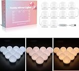 Akynite Spiegelleuchte Hollywood 10 LED Birnes mit Adapter, 3...