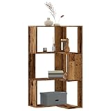 Qnhdfrt Eck-Bücherregal 3 Böden Altholz-Optik Holzwerkstoff...