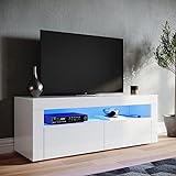 SONNI TV Schrank TV Lowboard LED Weiss,12-LED-Farben,Fehrnser Tisch...