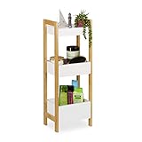 Relaxdays Badregal mit 3 Körben, Standregal Bambus & MDF, HxBxT: 74,5...