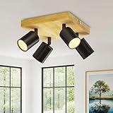 LVWIT Deckenlampe 4 Flammig Schwarz Modern LED Wohnzimmer...