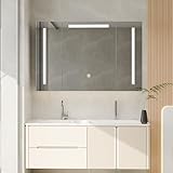 ALEAVIC Spiegelschrank Bad mit Beleuchtung 90x60cm Breit mit Razors...