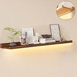 Schwebendes Regal aus Massivholz mit LED-Licht, robuste schwebende...