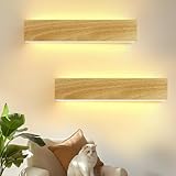 ZMH LED Wandleuchte innen Wandlampe - 32CM*2 11W Holz Design Flurlampe...
