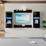 DUlVBPE Wandregal 4er Sett, LED-Wandschrank und 2 Regale – Smarte...