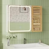 FORABAMB Spiegelschrank Bad mit Beleuchtung, Badezimmerschrank mit...