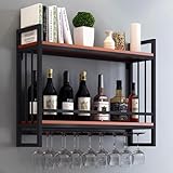 Weinregal zur Wandmontage – 2-stufiges schwebendes Regal mit...