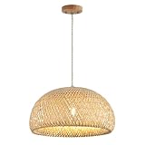 JOYINLED Rattan Pendelleuchte, 45 cm Durchmesser, Naturholz, E27...