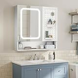 Pamapic Spiegelschrank Bad mit Beleuchtung, Badezimmerschrank mit...