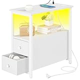 Rolanstar Beistelltisch, schmal, mit 2 Schubladen aus Stoff,...