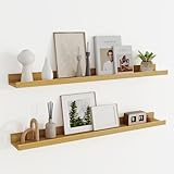 Wandregal Holz 90 cm, Eiche Regal Wand Bilderleiste für Bilderrahmen...