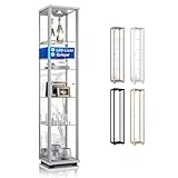 K-Möbel Glasvitrine in Alu/Silber (176x37x33 cm) mit 4...