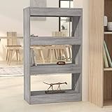 Qnhdfrt Bücherregal Raumteiler Grau Sonoma Holzwerkstoff 60x30x103 cm...