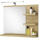 FreshYou Badspiegel mit 3 Ablagen Badezimmerspiegel Spiegel Regal...