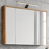 Lomadox Badezimmer-Spiegelschrank mit Beleuchtung 100 cm breit Eiche...
