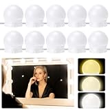 Auauraintt 10 Led Spiegelleuchte Dimmbar Hollywood Lichter, 3 Farbe...