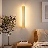 AOEH LED Wandleuchte Innen Holz Wandlampe Bambus Lange 18W WarmWeiß...