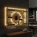 GWPGJW Weinregal Wand Metall, Bar Regal mit Weingläserhalter -...