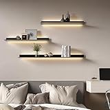 Moderne, schwebende Metallregale mit LED-Lichtern, 2er-Set,...