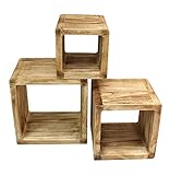 levandeo 3er Set Regal-Cube 44x35cm Holzregal Holz Board Used-Design...